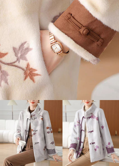 Purple Pockets Mink Velvet Winter Coats Stand Collar Rc011