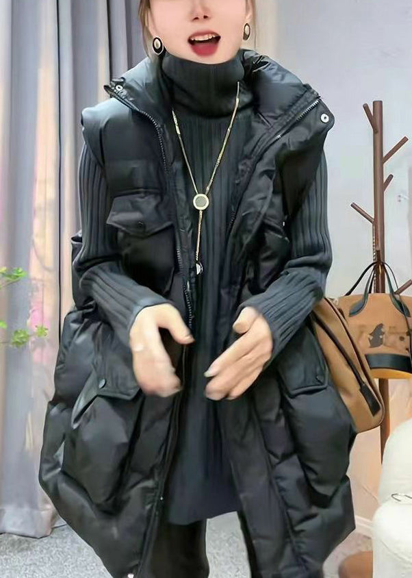 Loose Coffee Zip Up Pockets Cotton Filled Waistcoat Sleeveless Yw015