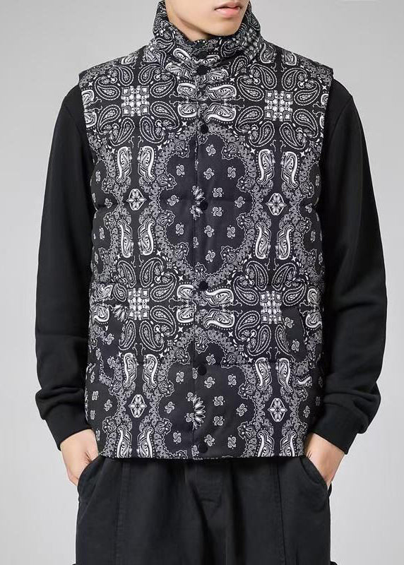 Loose Colorblock Stand Collar Pockets Cotton Filled Waistcoat Winter Rn001