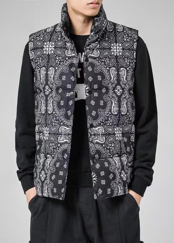 Loose Colorblock Stand Collar Pockets Cotton Filled Waistcoat Winter Rn001