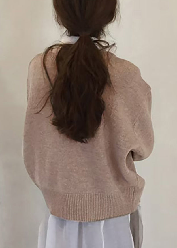 Button Coat Knit Asymmetrical Green Loose Spring