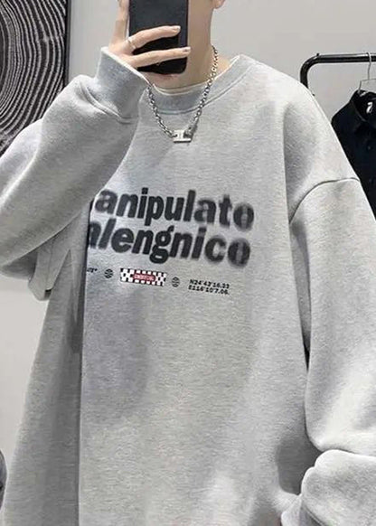 Two Sweatshirt Pieces False Cotton Neck Letter Green Loose O