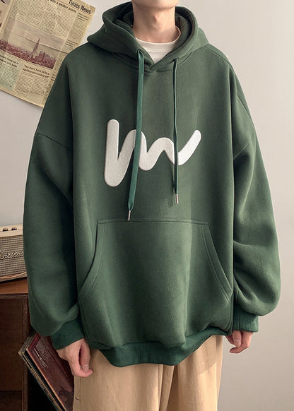 Loose Grey Hooded Pockets Cotton Sweatshirt Spring Yq028