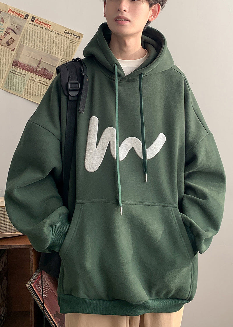 Loose Grey Hooded Pockets Cotton Sweatshirt Spring Yq028