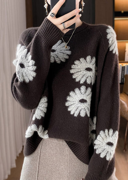 Loose Grey O Neck Cozy Woolen Knit Sweaters Spring Yw052