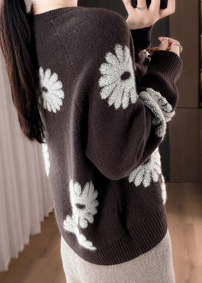 Loose Grey O Neck Cozy Woolen Knit Sweaters Spring Yw052