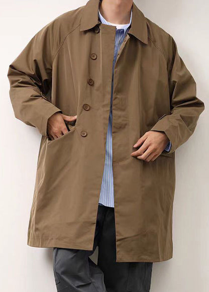 Loose Khaki Peter Pan Collar Button Cotton Coat Spring Yq004