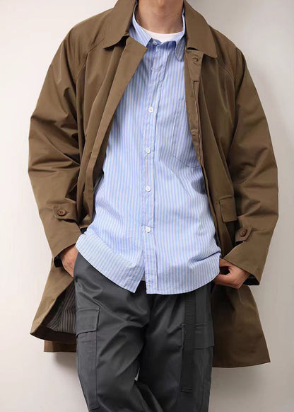Loose Khaki Peter Pan Collar Button Cotton Coat Spring Yq004