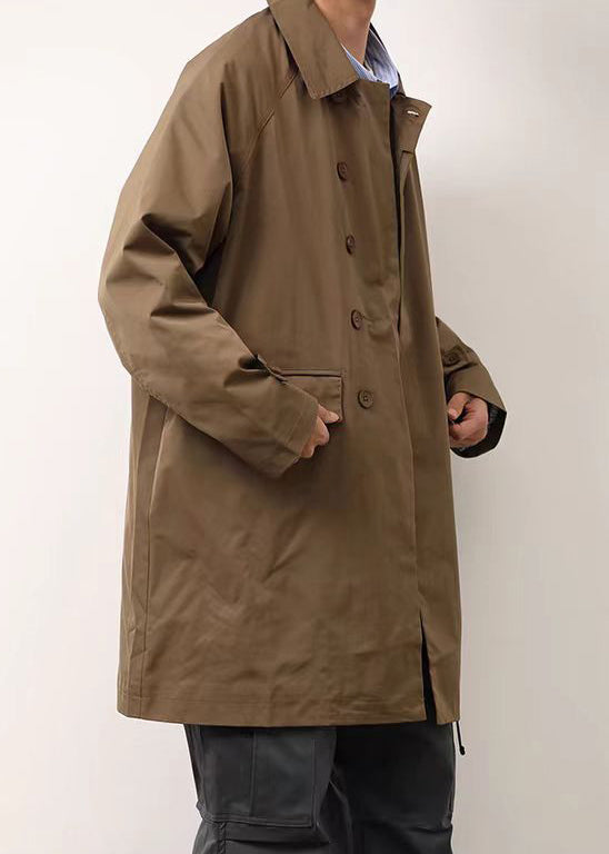 Loose Khaki Peter Pan Collar Button Cotton Coat Spring Yq004