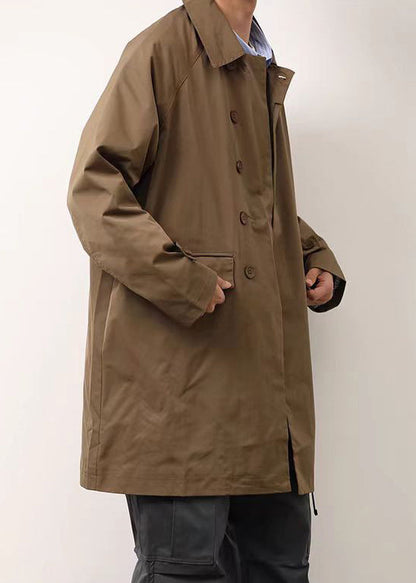 Loose Khaki Peter Pan Collar Button Cotton Coat Spring Yq004