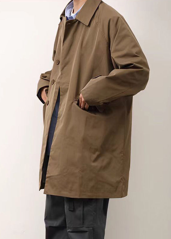 Loose Khaki Peter Pan Collar Button Cotton Coat Spring Yq004