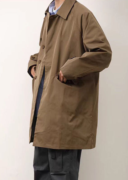 Loose Khaki Peter Pan Collar Button Cotton Coat Spring Yq004