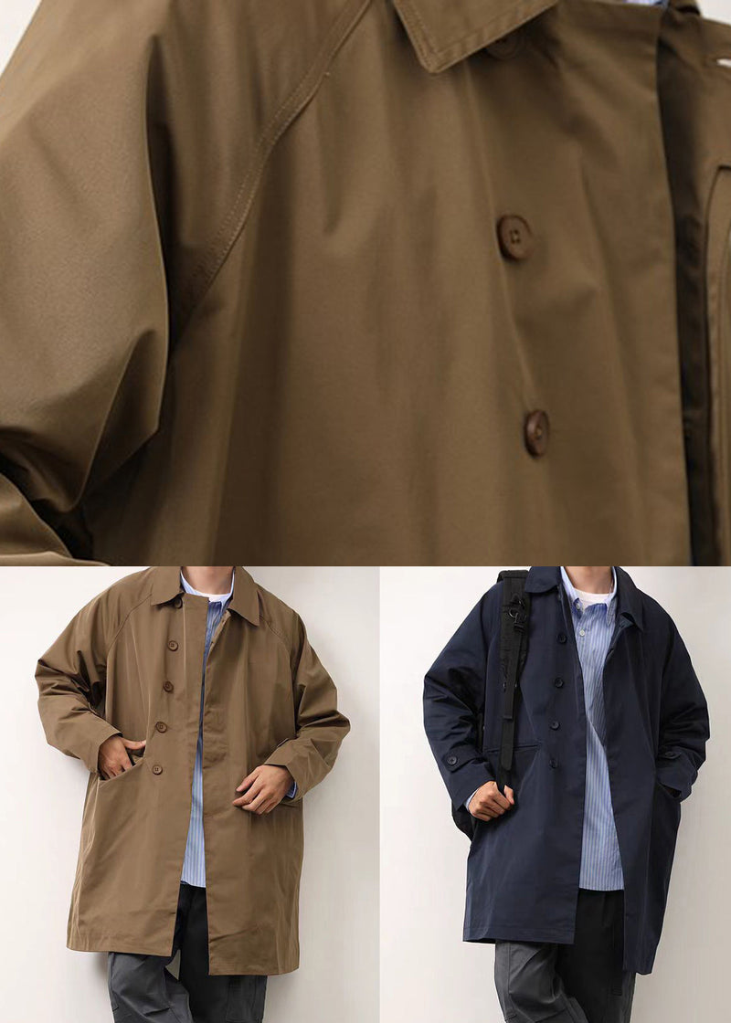 Loose Khaki Peter Pan Collar Button Cotton Coat Spring Yq004
