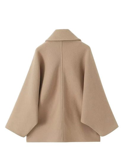 Loose Lapel Autumn Winter Long Single-breasted Office Coat