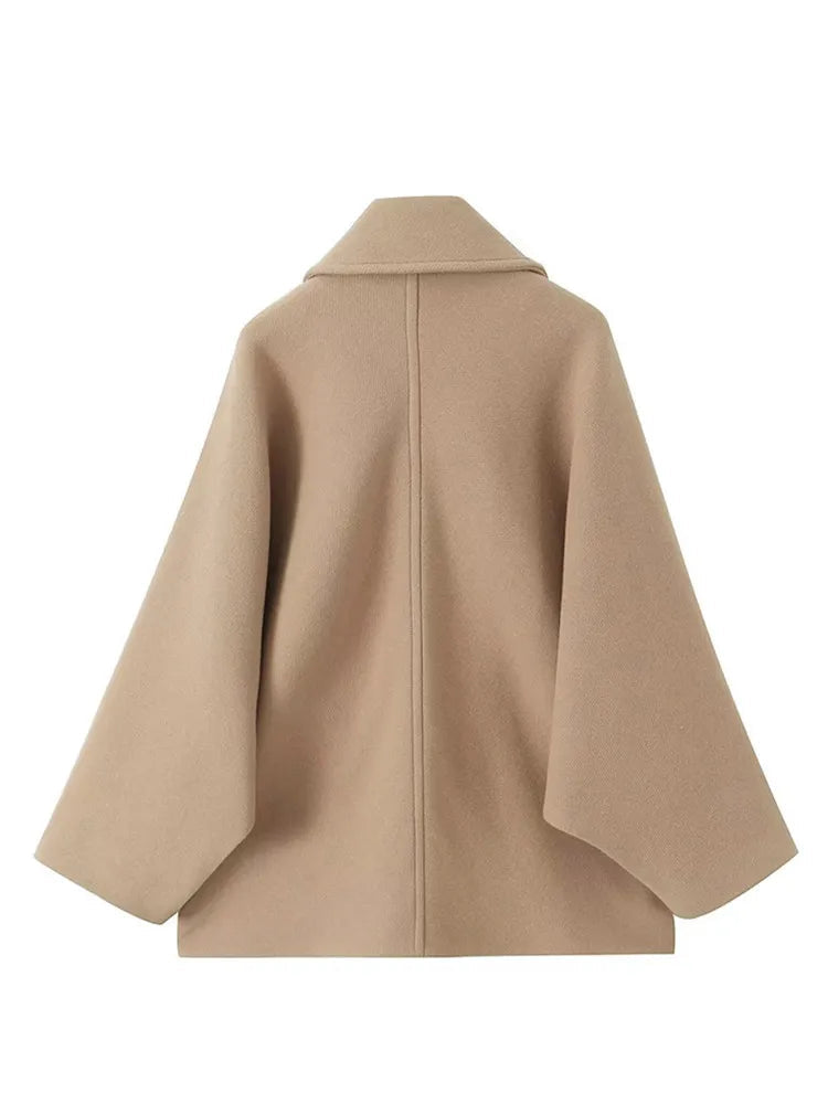 Loose Lapel Autumn Winter Long Single-breasted Office Coat