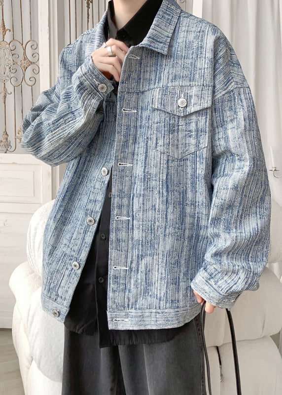 Loose Light Blue Button Pockets Denim Coat Fall Wa032