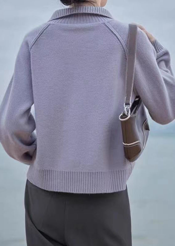 Loose Light Green Zip Up Patchwork Knit Coats Long Sleeve Tu033