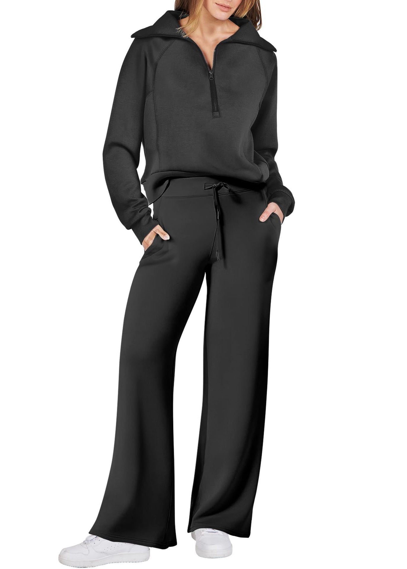 Light Cotton Leg and Zip Tops Loose Wide Two Green Up Pants