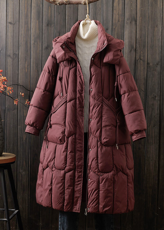 Loose Mulberry Hooded Pockets Fine Cotton Filled Coat Winter Ti006