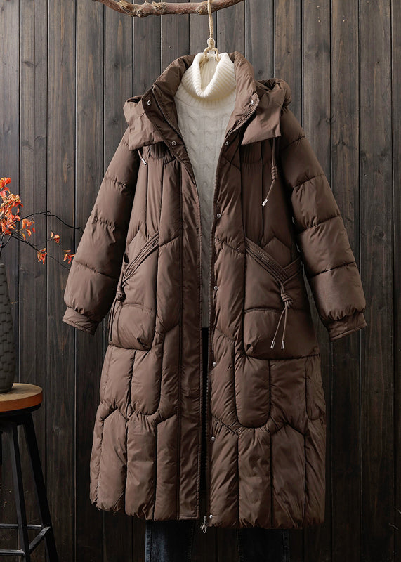 Loose Mulberry Hooded Pockets Fine Cotton Filled Coat Winter Ti006