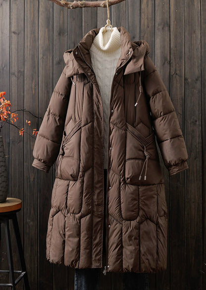 Loose Mulberry Hooded Pockets Fine Cotton Filled Coat Winter Ti006