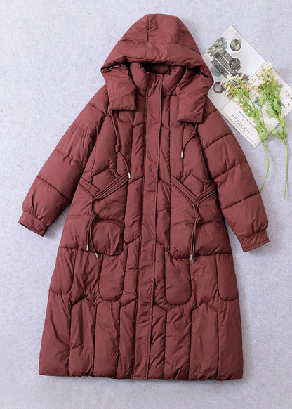 Loose Mulberry Hooded Pockets Fine Cotton Filled Coat Winter Ti006
