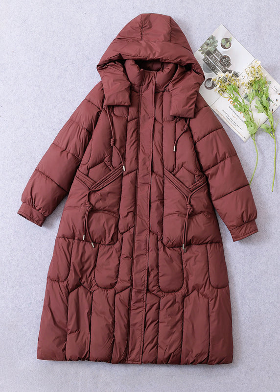 Loose Mulberry Hooded Pockets Fine Cotton Filled Coat Winter Ti006