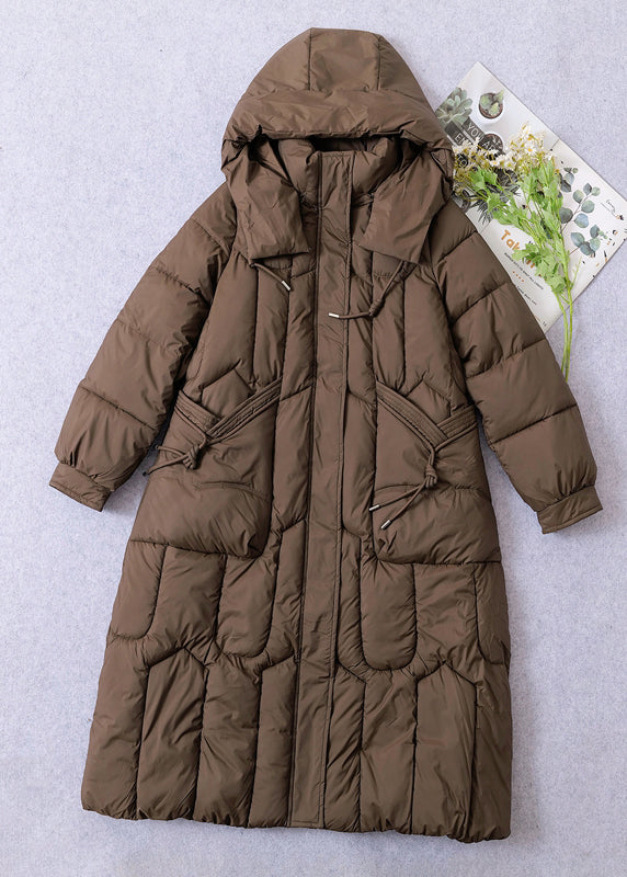 Loose Mulberry Hooded Pockets Fine Cotton Filled Coat Winter Ti006