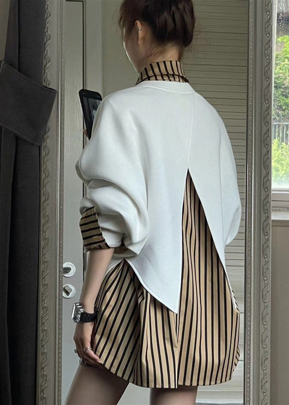Striped Pan Peter Two Collar Loose Sweatshirt Pieces Shirts and