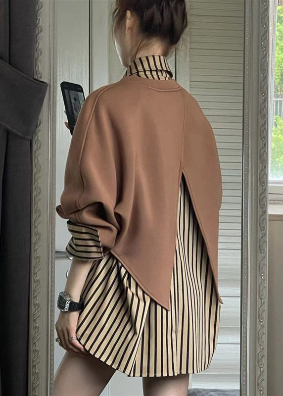 Striped Pan Peter Two Collar Loose Sweatshirt Pieces Shirts and