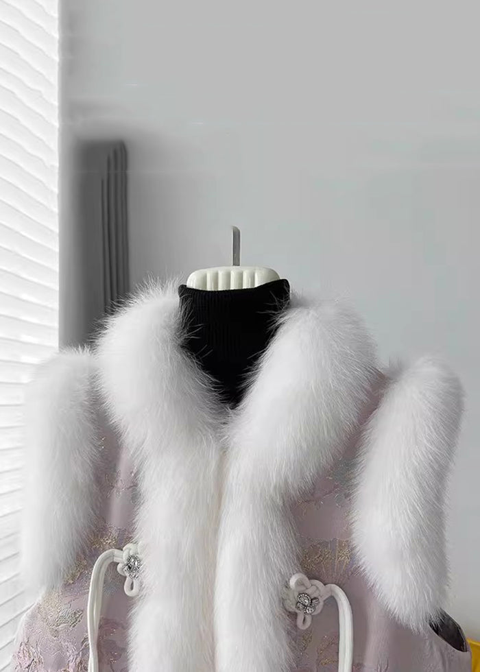 Loose Pink Fur Collar Patchwork Cotton Filled Waistcoat Sleeveless Rz033