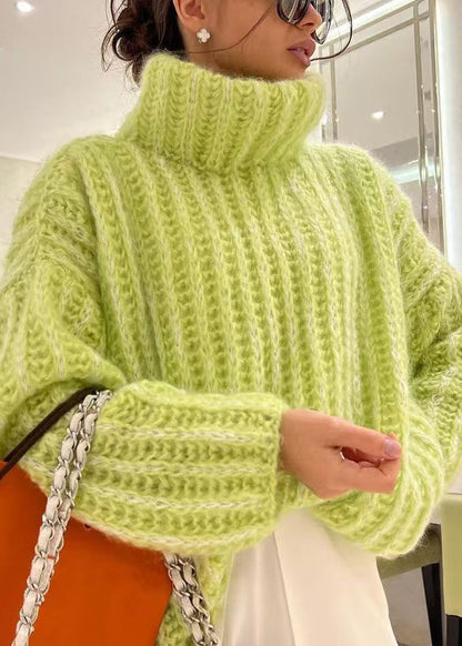 Loose Pink Turtleneck Knit Sweaters Spring Tf005