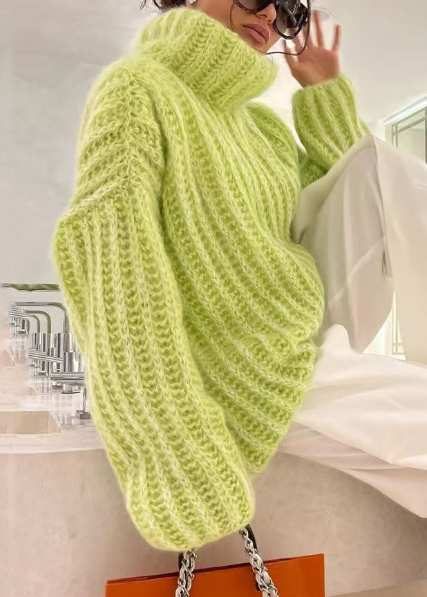 Loose Pink Turtleneck Knit Sweaters Spring Tf005