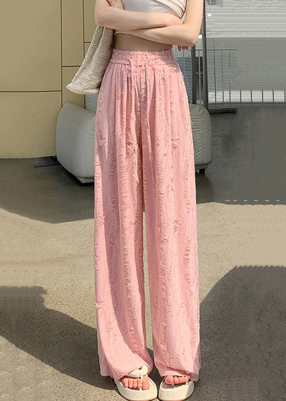 Loose Pink Zircon Elastic Waist Pants Summer Ab1047