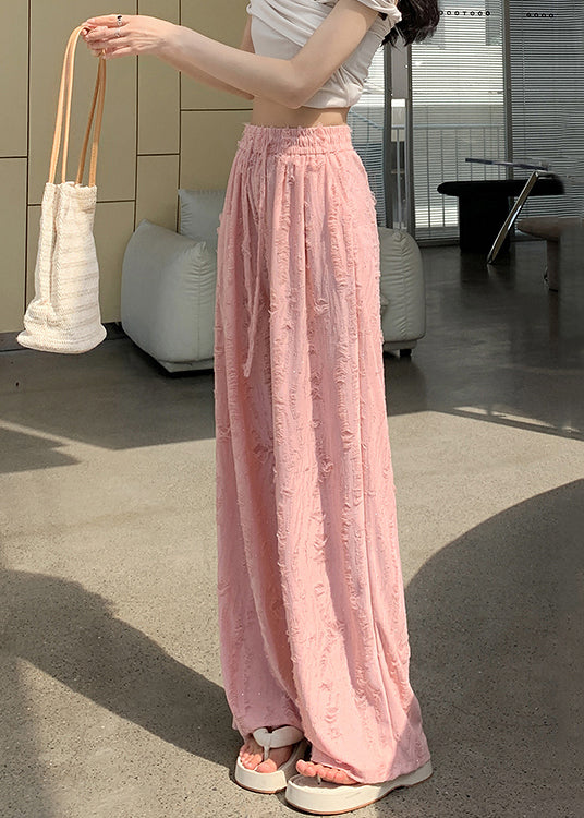 Loose Pink Zircon Elastic Waist Pants Summer Ab1047