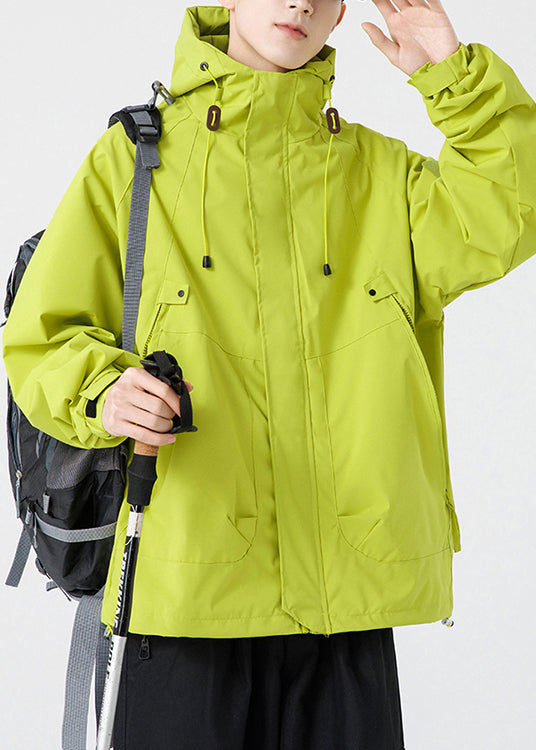 Hooded Loose Cotton Drawstring Pockets Purple Spring Coat