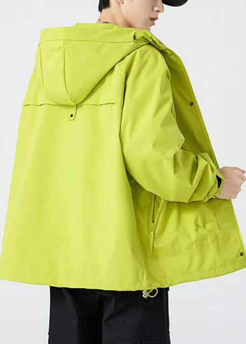 Hooded Loose Cotton Drawstring Pockets Purple Spring Coat