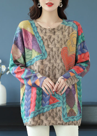 Unique Blue Print Cozy Wool Knit Sweaters Long Sleeve Tb027