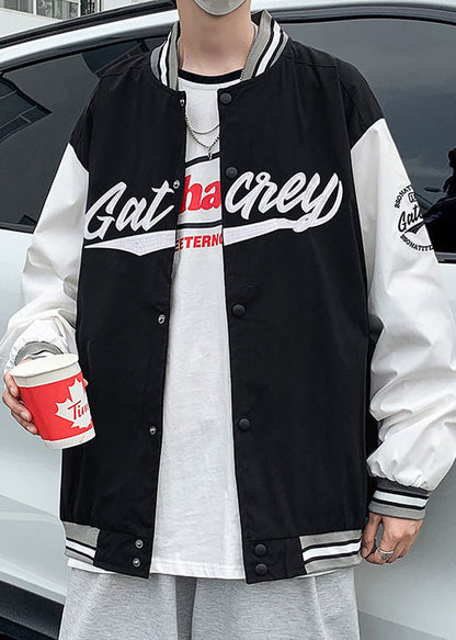 Cotton White Letter Loose Patchwork Spring Button Tc009 Coats