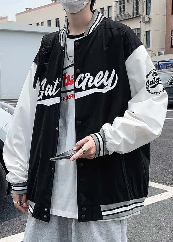 Cotton White Letter Loose Patchwork Spring Button Tc009 Coats