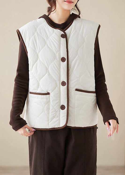 Loose White Button Wear on Both Sides Teddy Faux Fur Waistcoat Sleeveless Er002