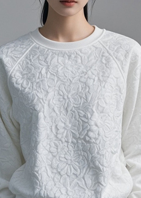 Loose White Patchwork Sweatshirt Fall Ag1044
