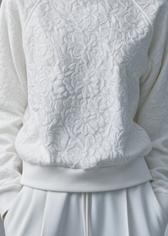 Loose White Patchwork Sweatshirt Fall Ag1044