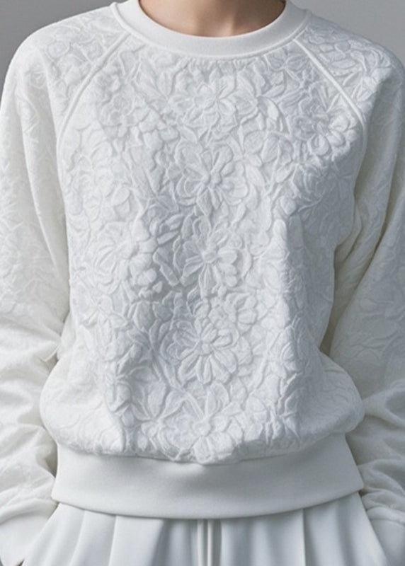 Loose White Patchwork Sweatshirt Fall Ag1044