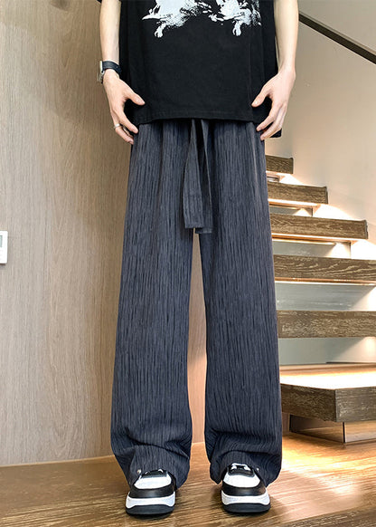 Loose White Pockets Ice Silk Wide Leg Pants Bottoms Summer Yt040