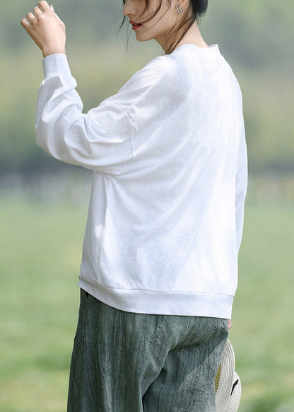 Loose White Tasseled Thin Cotton Loose Coat Long Sleeve Lk016