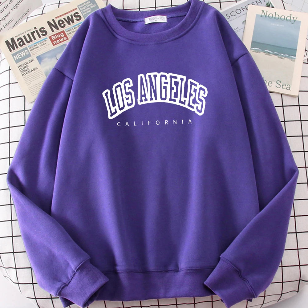 Los Angeles California City Sweatshirt for Loose Oversized Clothing Personality Soft Letter Print Hoodies Woman
