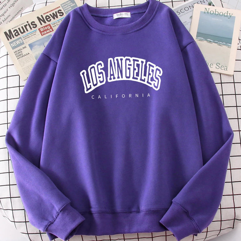 Los Angeles California City Sweatshirt for Loose Oversized Clothing Personality Soft Letter Print Hoodies Woman