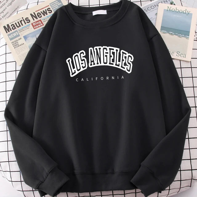 Los Angeles California City Sweatshirt for Loose Oversized Clothing Personality Soft Letter Print Hoodies Woman