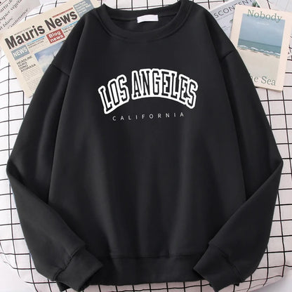 Los Angeles California City Sweatshirt for Loose Oversized Clothing Personality Soft Letter Print Hoodies Woman
